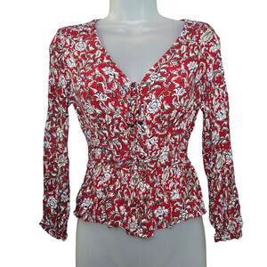 Feather Bone Wom Sz 4 Anthropologie Corset Waist Boho Piratecore Hippie Blouse
